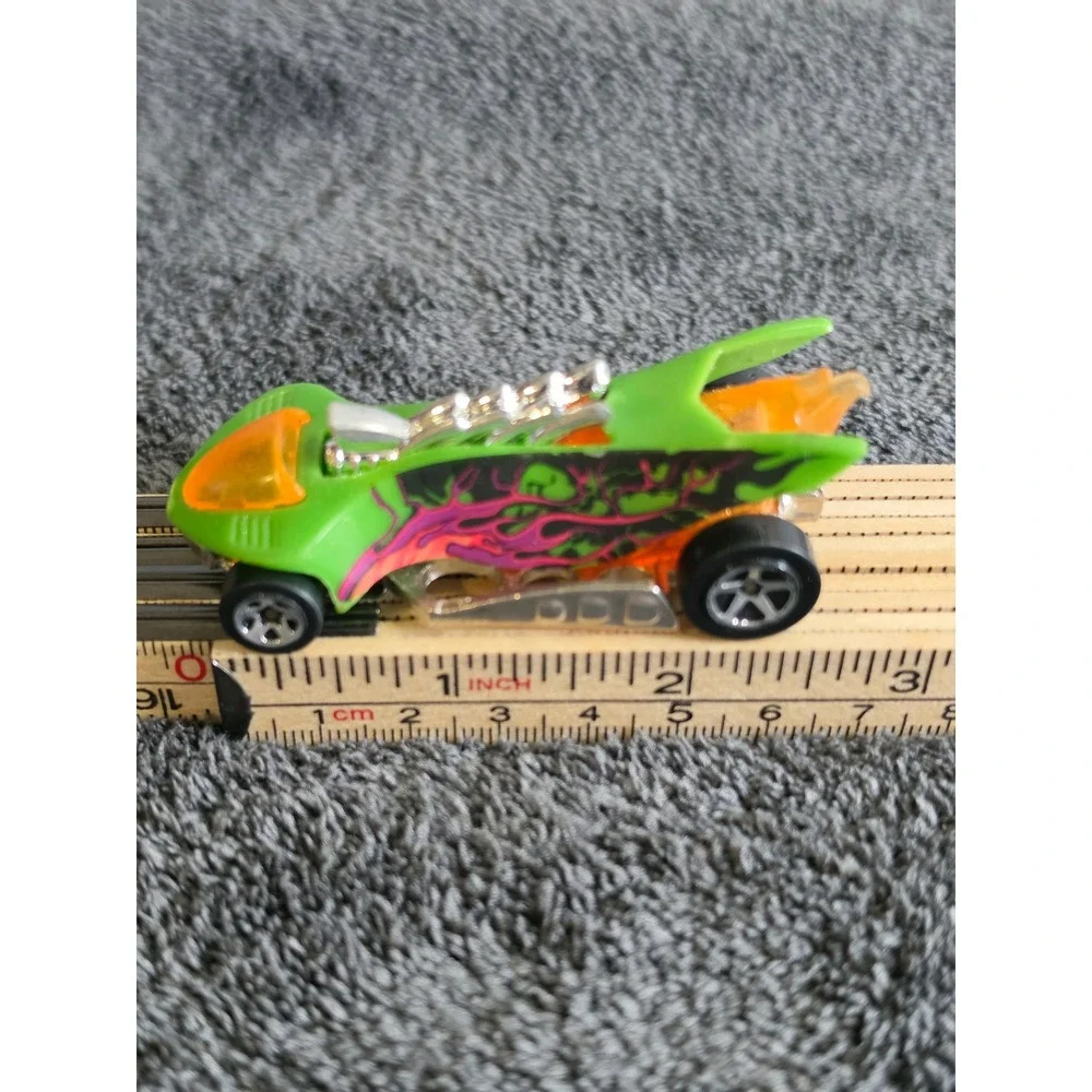 Hot Wheels Turbo Flame Green Purple Flames Orange Tint Diecast Toy Car 1995